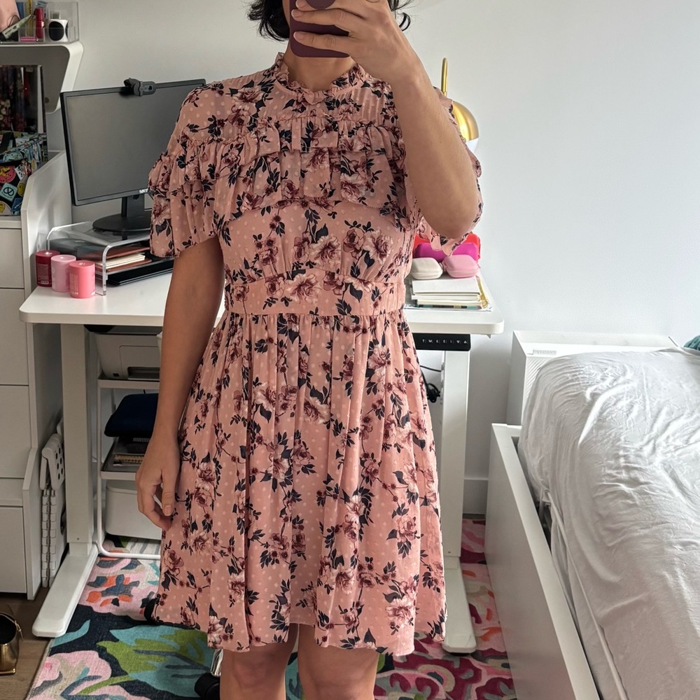 Kate Spade Floral Pink Off-Shoulder Dress